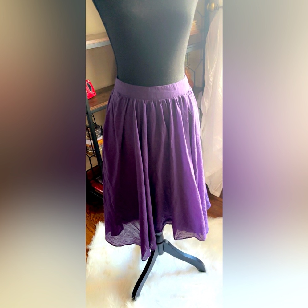 J. Crew Summer Skirt with Pockets & Zipper | Cotton | Purple | Size 00